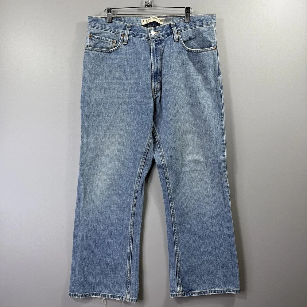 2000s Levis 567 Jeans Mens 33x30 Blue Light Wash Loose Bootcut Denim